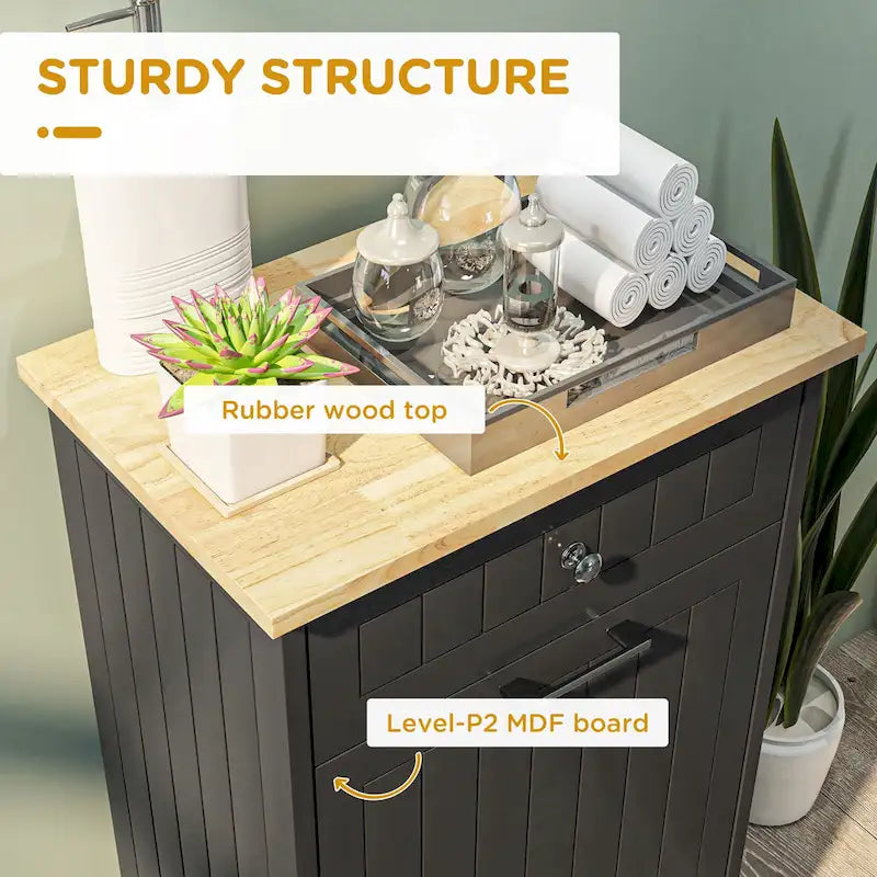 Industrial Side Table with 2 Drawers, Small End Table with Storage Shelf, Accent Sofa Table with Groove Handle and Metal Frame