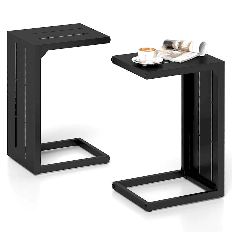 1/2 PCS C-Shaped End Table with Adjustable Foot Pads 2-In-1