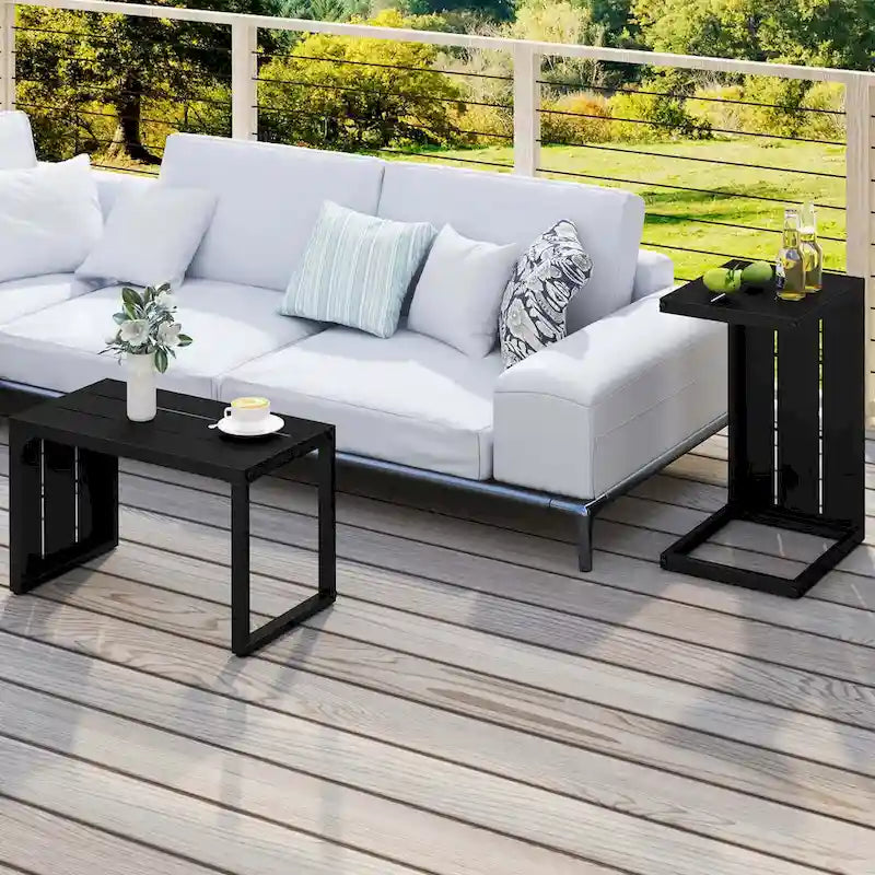 1/2 PCS C-Shaped End Table with Adjustable Foot Pads 2-In-1