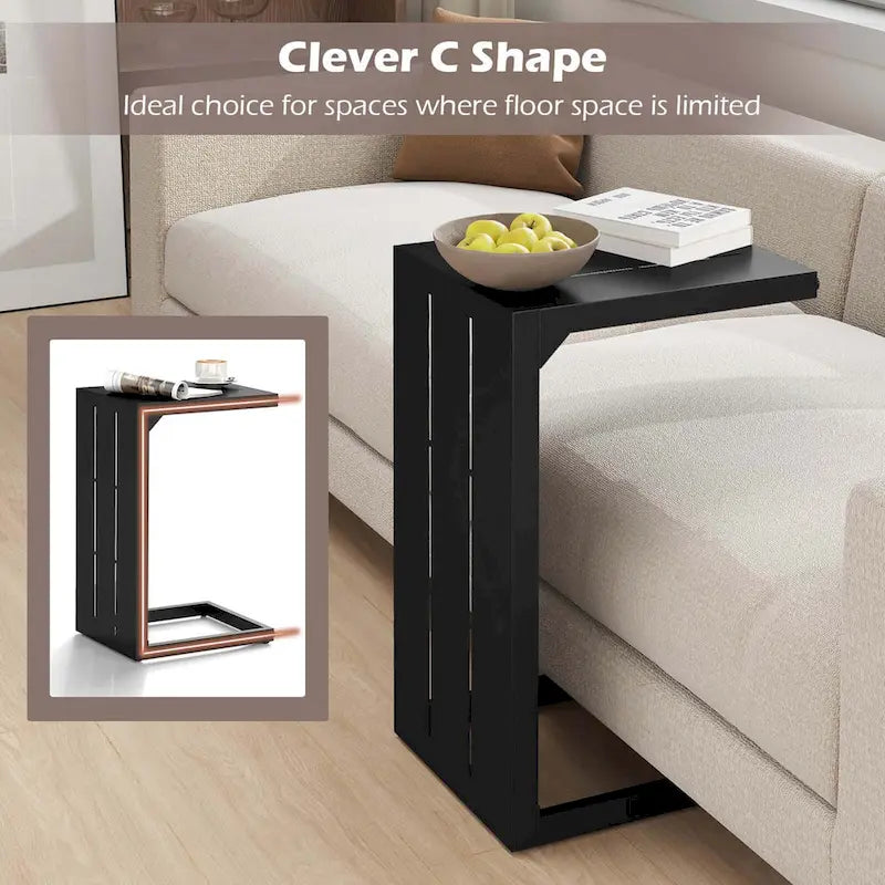 1/2 PCS C-Shaped End Table with Adjustable Foot Pads 2-In-1
