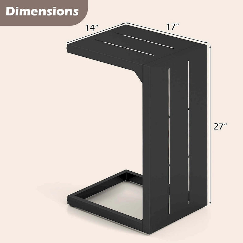 1/2 PCS C-Shaped End Table with Adjustable Foot Pads 2-In-1