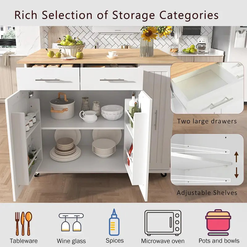 Kitchen Island With Drop Leaf(no include stool)