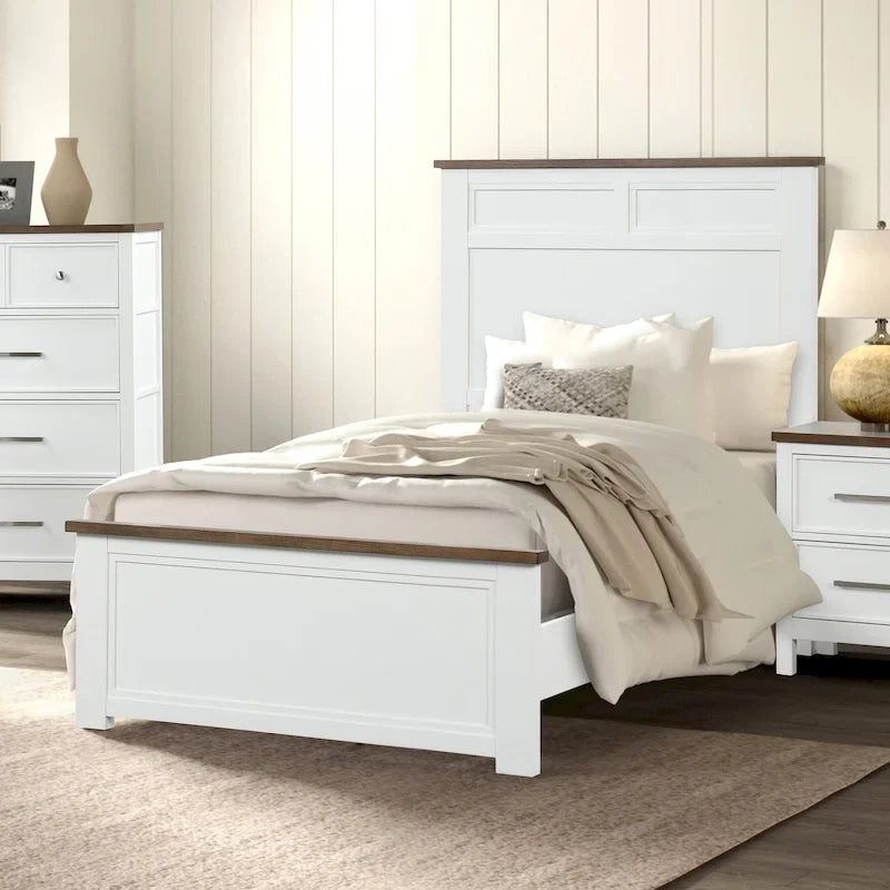 Althea Modern Farmhouse Pinewood Panel Bed