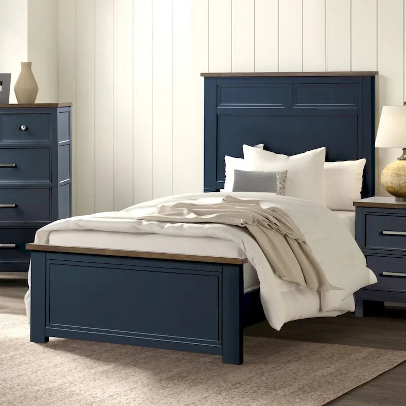 Althea Modern Farmhouse Pinewood Panel Bed