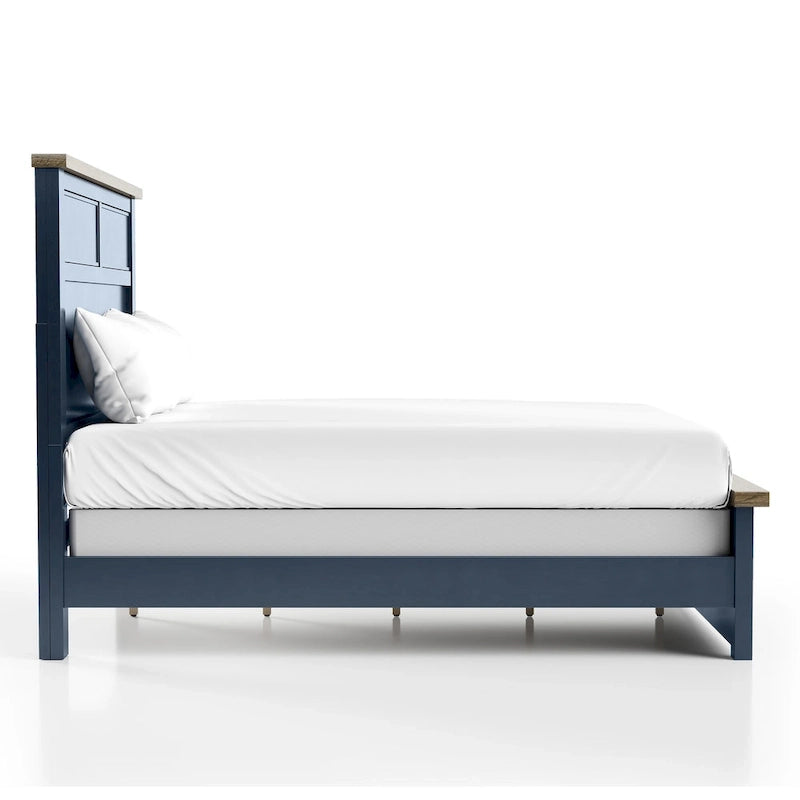 Althea Modern Farmhouse Pinewood Panel Bed