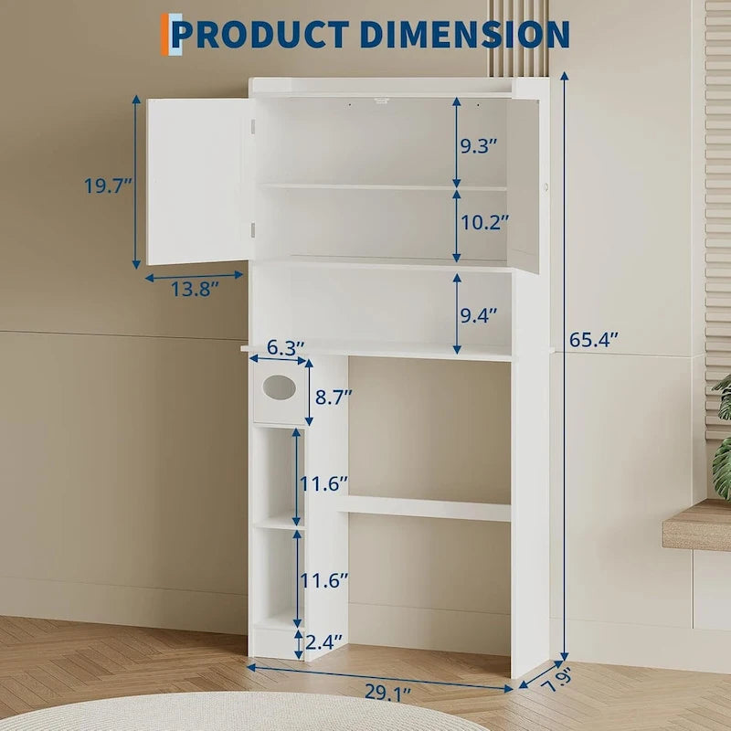 Over The Toilet Storage Cabinet With Barn Door, White Above Toilet Storage Cabinet
