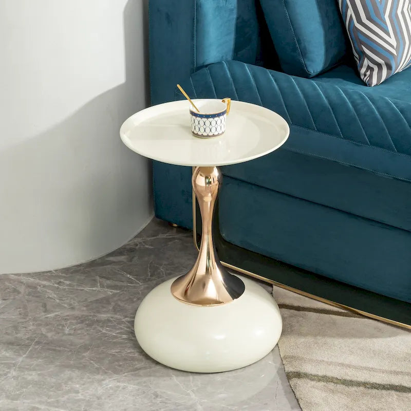 14.96 Gold Finish Carbon Steel Side Table, Modern Design