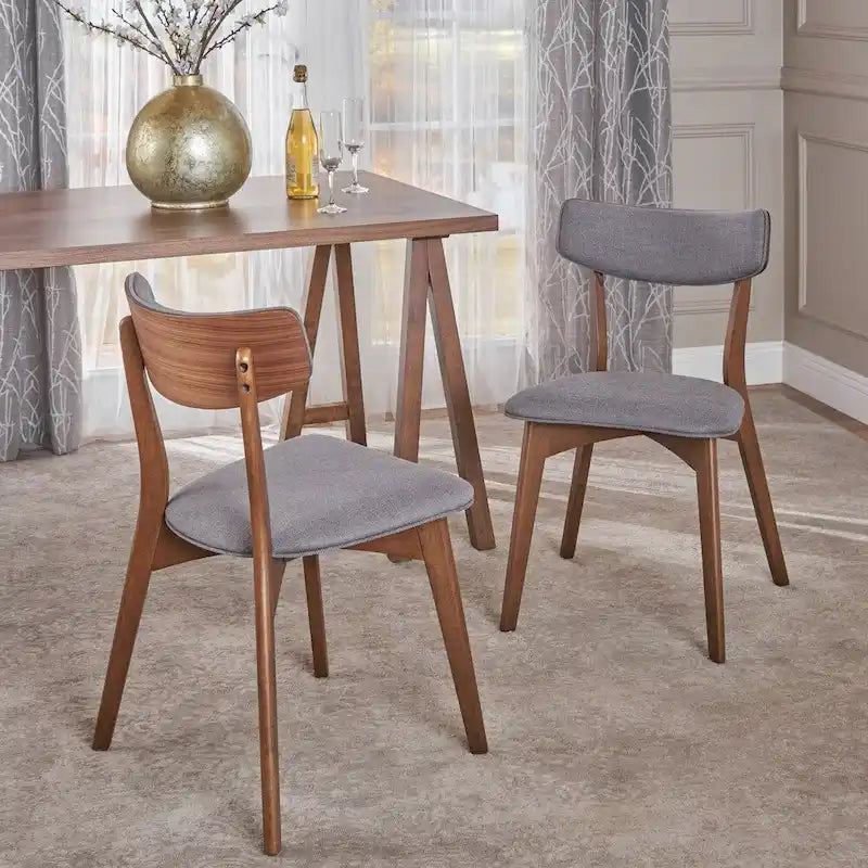 Abrielle Mid-Century Modern Fabric Dining Chair - N/A