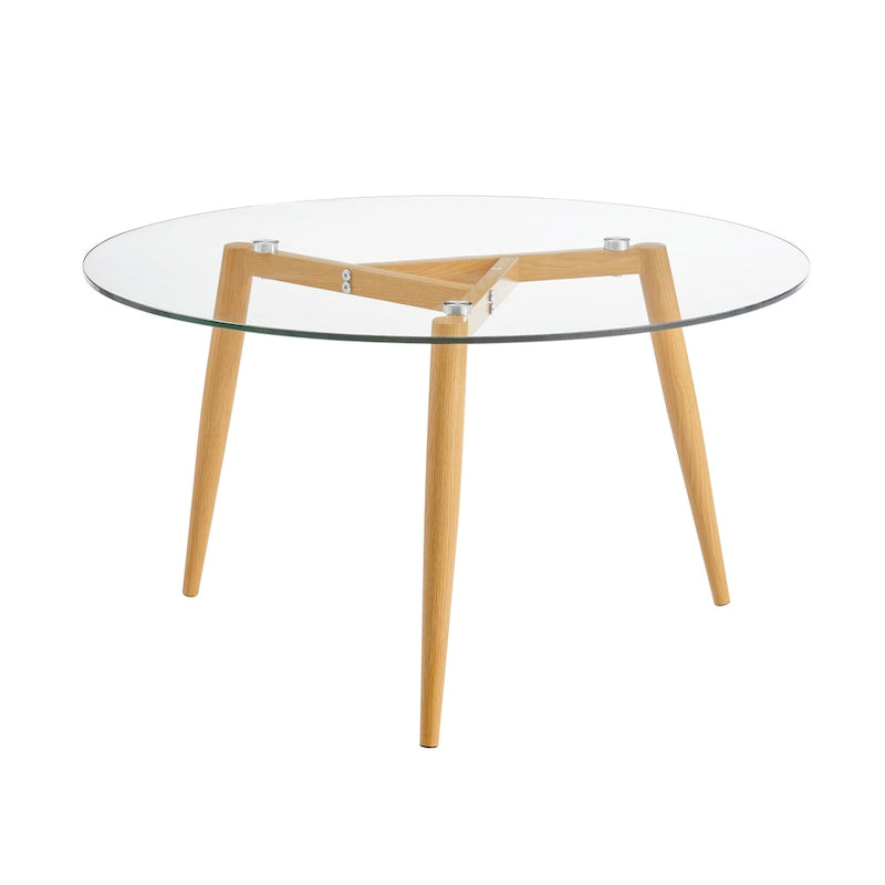 Van Beuren Coffee Table with Taper Legs and Glass Tabletop