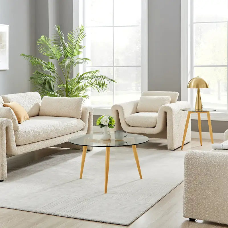 Van Beuren Coffee Table with Taper Legs and Glass Tabletop