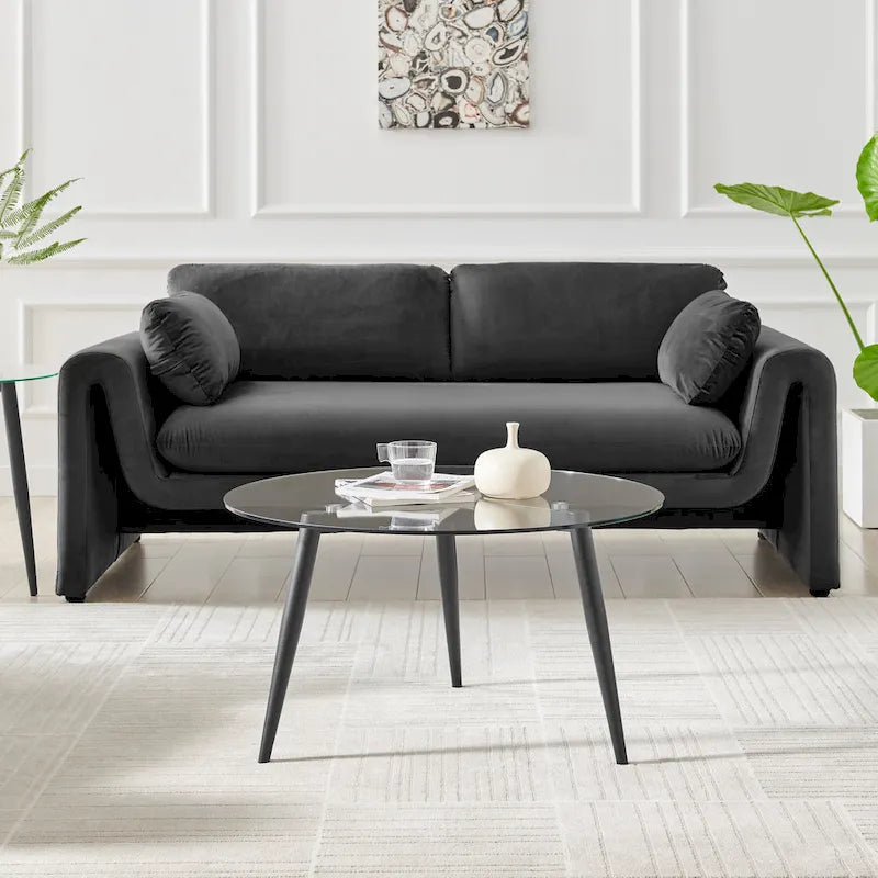 Van Beuren Coffee Table with Taper Legs and Glass Tabletop
