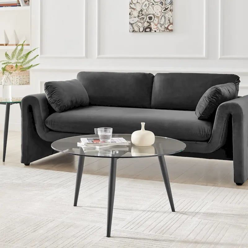 Van Beuren Coffee Table with Taper Legs and Glass Tabletop