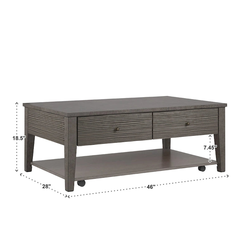 Coober Antique Grey Finish Grey Fiber Cement Table with Shelf by