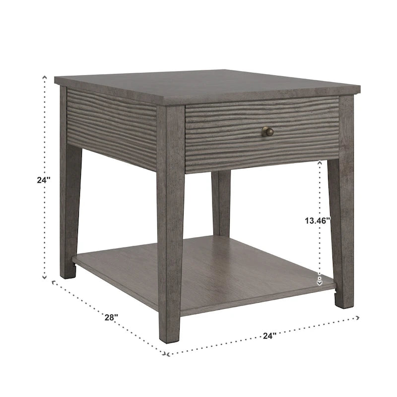 Coober Antique Grey Finish Grey Fiber Cement Table with Shelf by