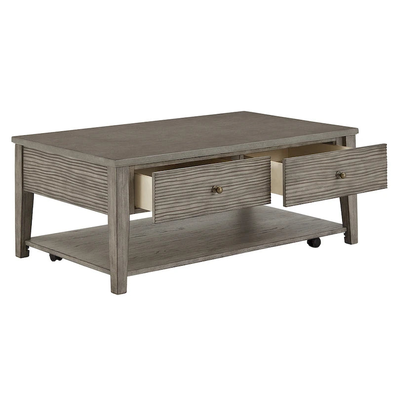 Coober Antique Grey Finish Grey Fiber Cement Table with Shelf by