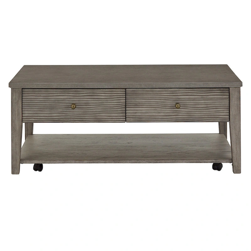 Coober Antique Grey Finish Grey Fiber Cement Table with Shelf by