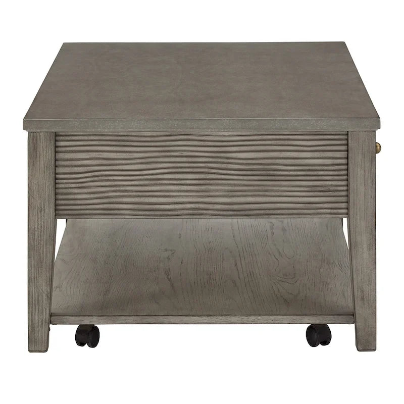 Coober Antique Grey Finish Grey Fiber Cement Table with Shelf by