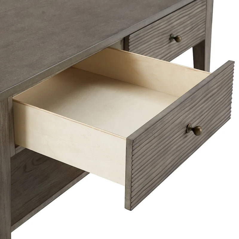 Coober Antique Grey Finish Grey Fiber Cement Table with Shelf by