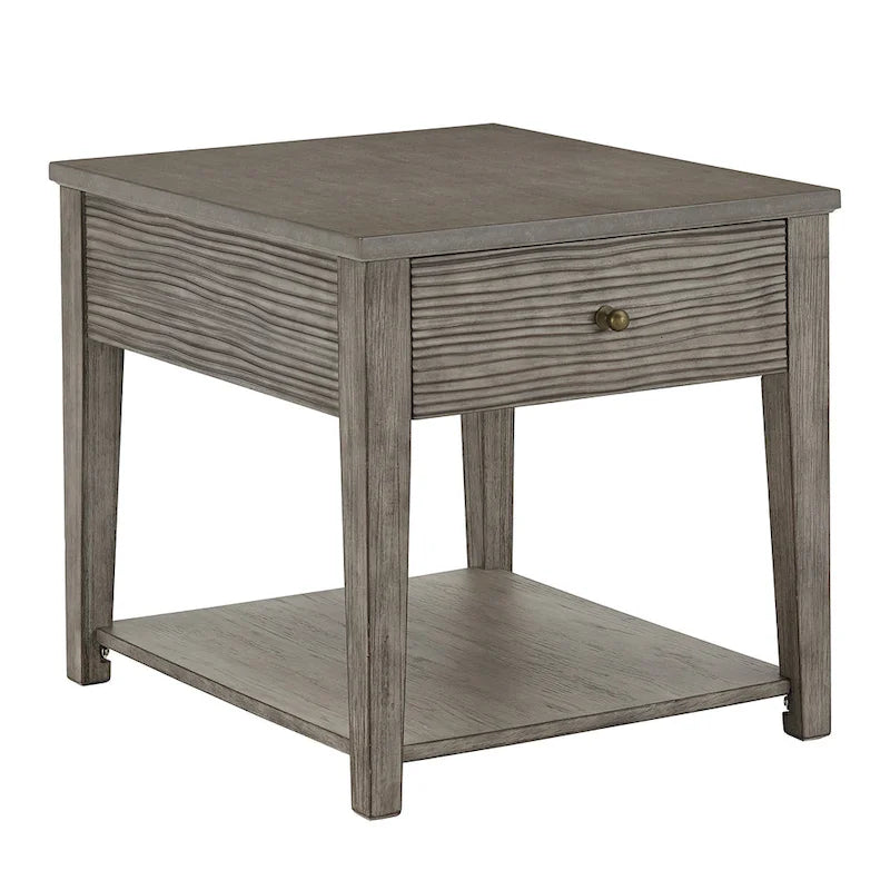 Coober Antique Grey Finish Grey Fiber Cement Table with Shelf by