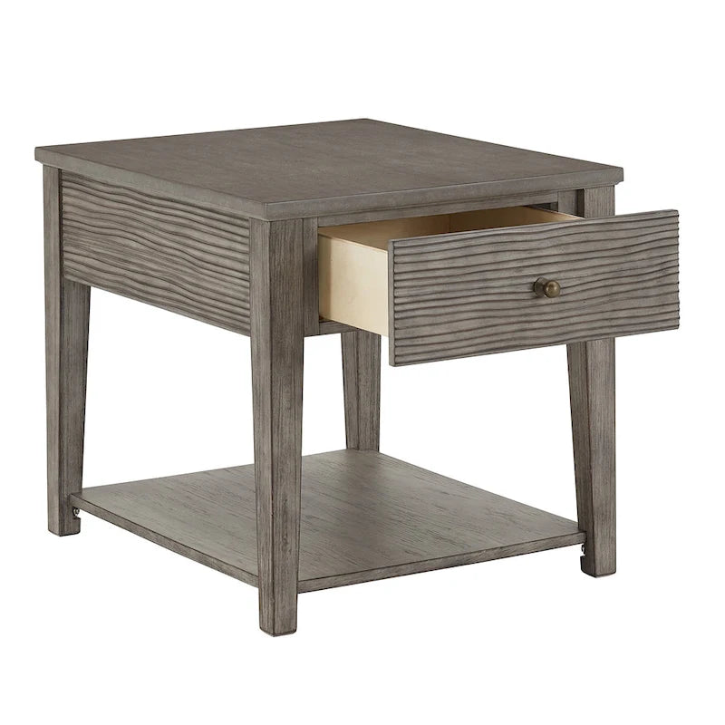 Coober Antique Grey Finish Grey Fiber Cement Table with Shelf by