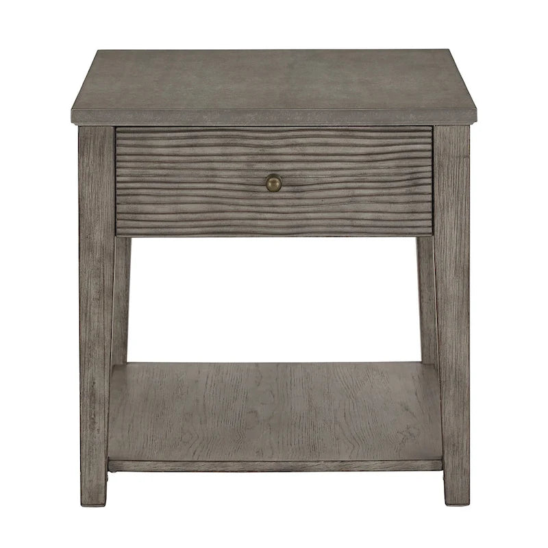 Coober Antique Grey Finish Grey Fiber Cement Table with Shelf by