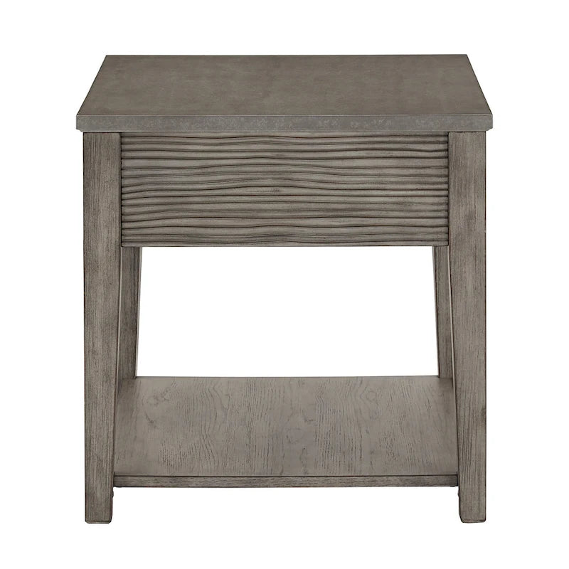 Coober Antique Grey Finish Grey Fiber Cement Table with Shelf by
