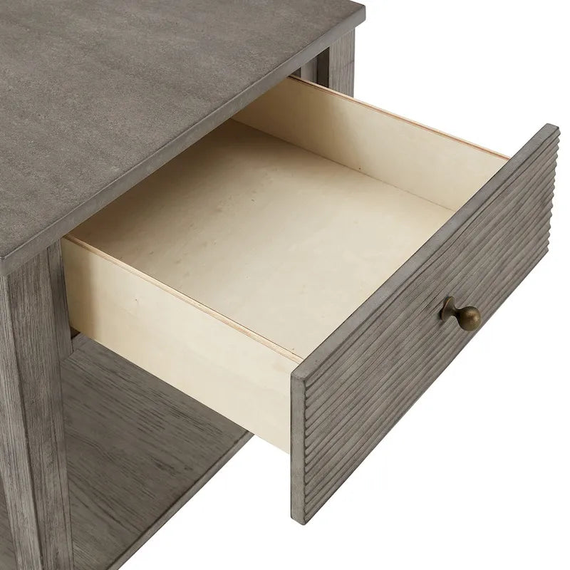 Coober Antique Grey Finish Grey Fiber Cement Table with Shelf by