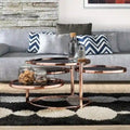  Cara Contemporary Round Motion Glass Metal Coffee Table