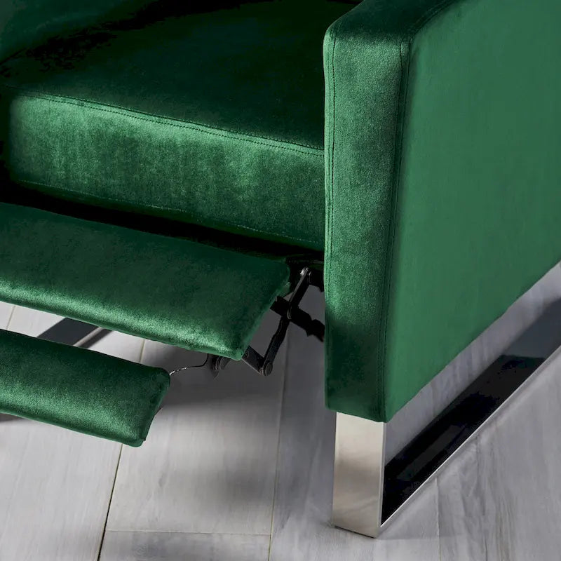 Brightwood Modern Velvet Recliner w/ Steel Legs by