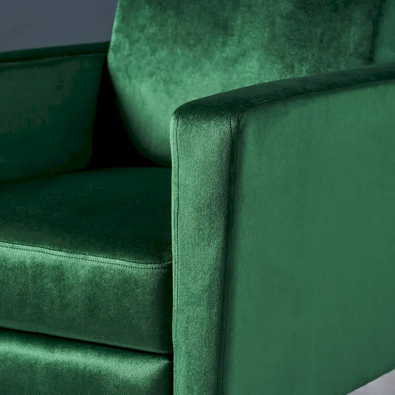 Brightwood Modern Velvet Recliner w/ Steel Legs by