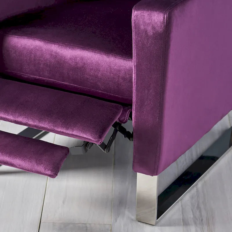 Brightwood Modern Velvet Recliner w/ Steel Legs by
