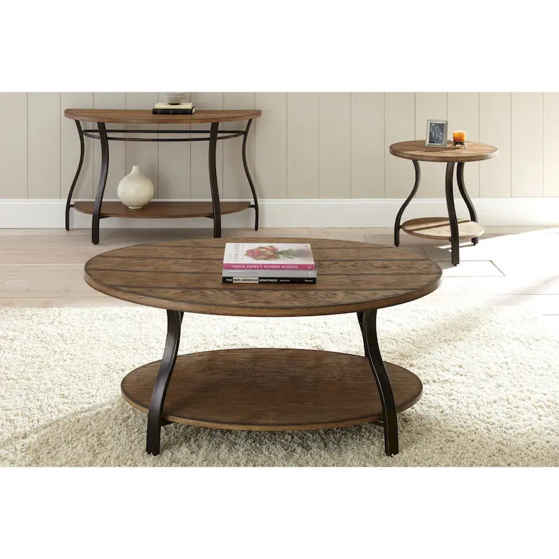 Buffalo Oval Wood and Metal Coffee Table