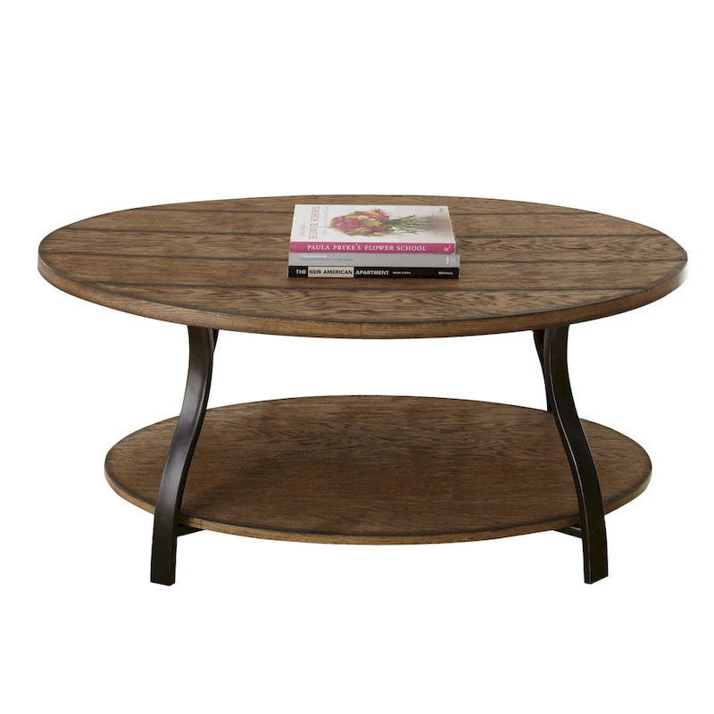 Buffalo Oval Wood and Metal Coffee Table