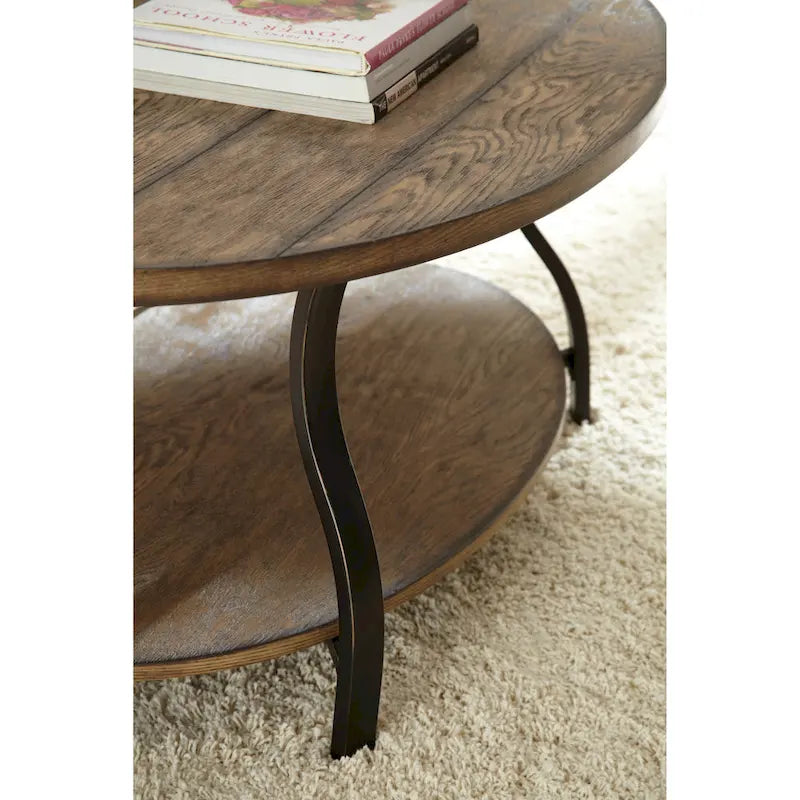 Buffalo Oval Wood and Metal Coffee Table