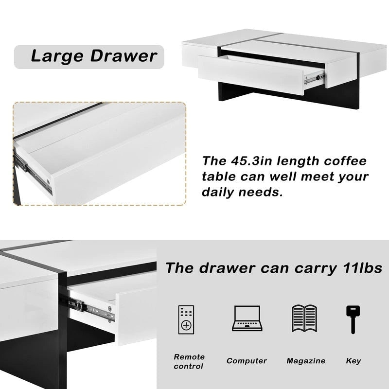 45.2 Modern High Gloss Surface Coffee Table By
