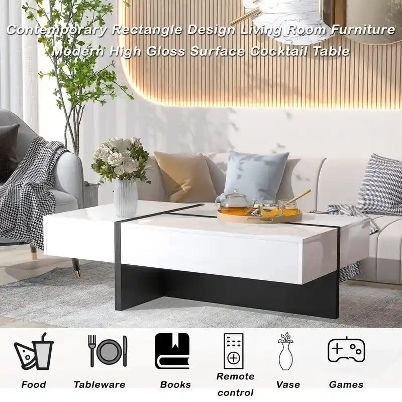 45.2 Modern High Gloss Surface Coffee Table By
