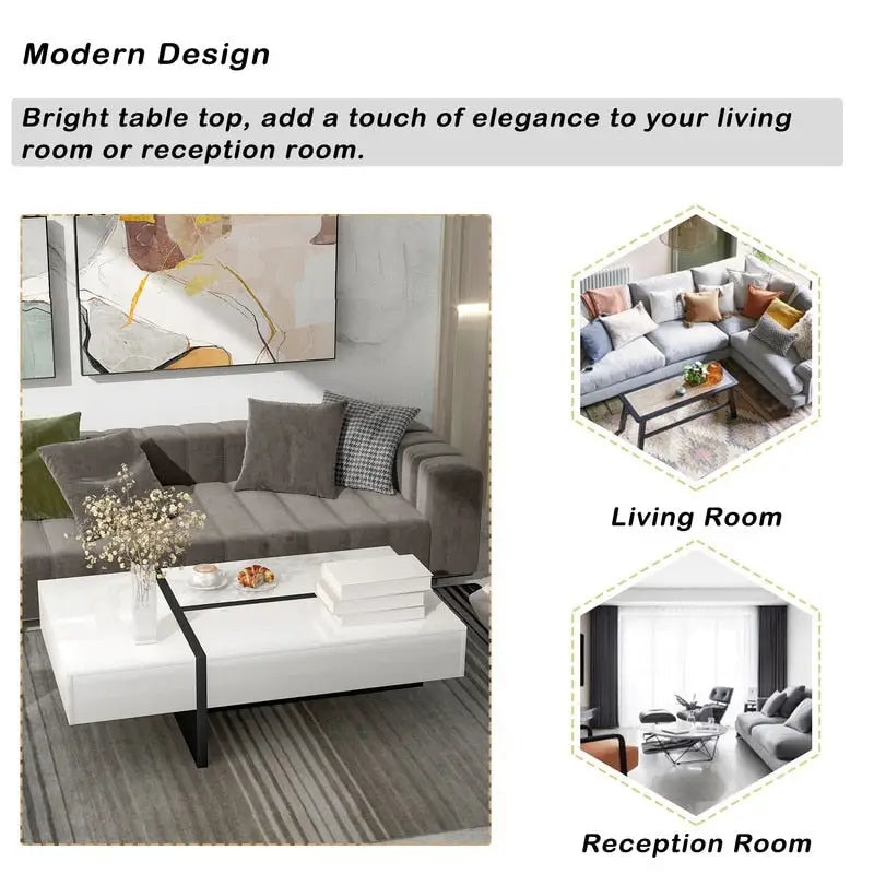 45.2 Modern High Gloss Surface Coffee Table By
