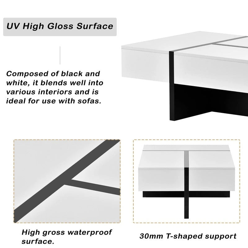 45.2 Modern High Gloss Surface Coffee Table By