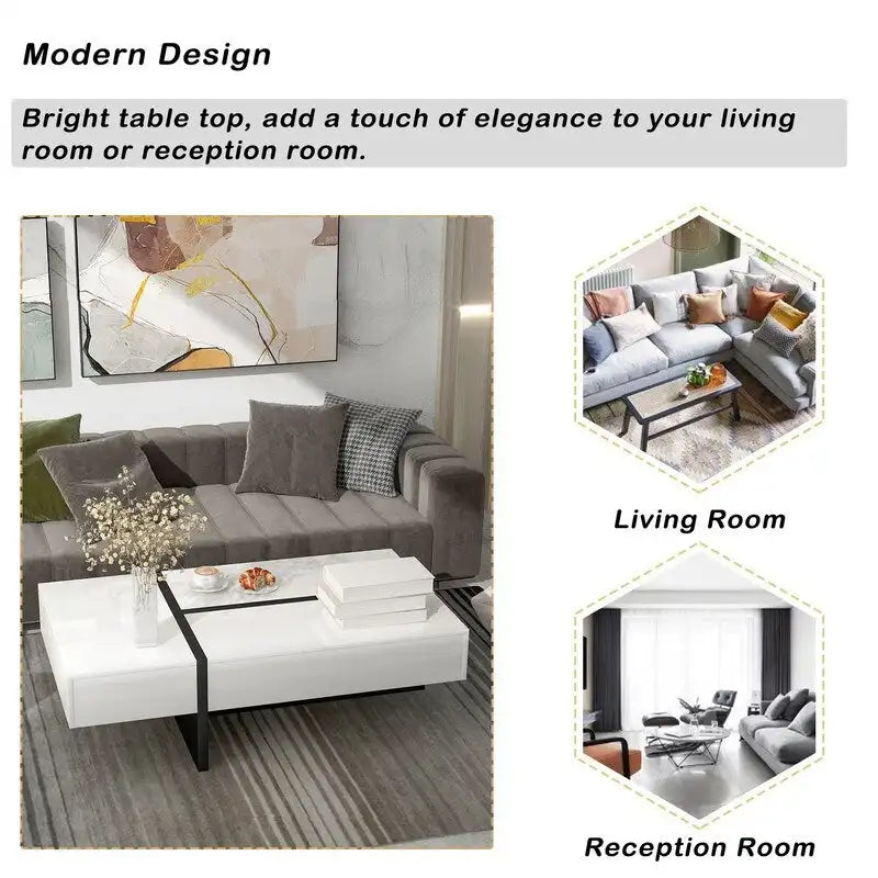 45.2 Modern High Gloss Surface Coffee Table By