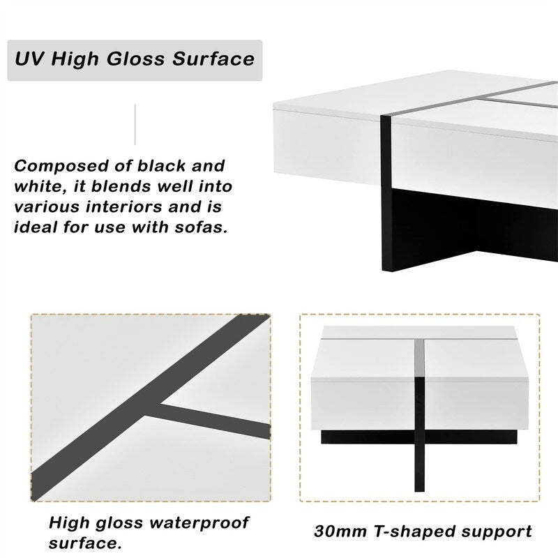 45.2 Modern High Gloss Surface Coffee Table By