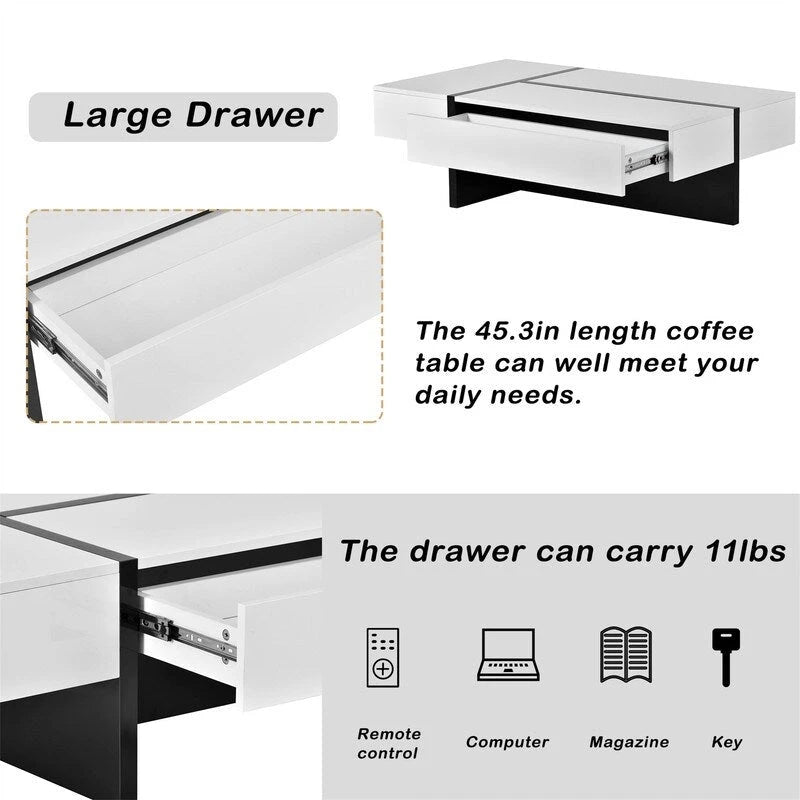 45.2 Modern High Gloss Surface Coffee Table By
