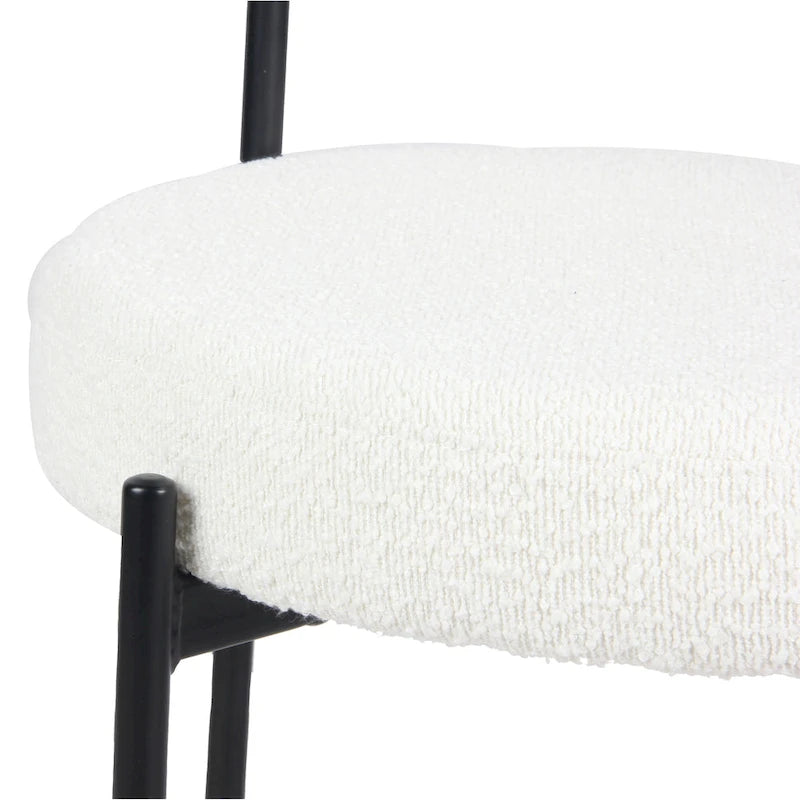 Burbank Modern Round Boucle Dining Chairs, Set of 2