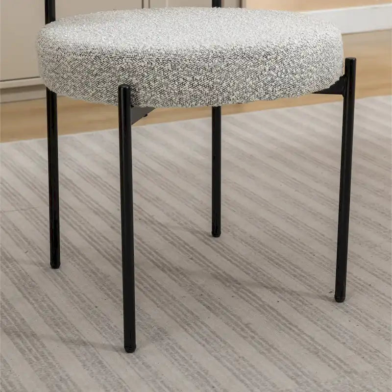 Burbank Modern Round Boucle Dining Chairs, Set of 2