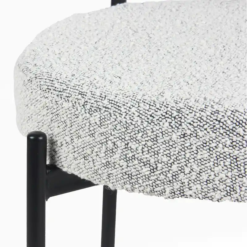 Burbank Modern Round Boucle Dining Chairs, Set of 2