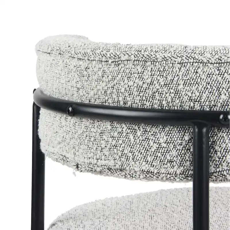 Burbank Modern Round Boucle Dining Chairs, Set of 2