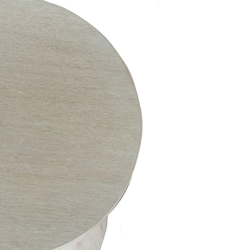 Sculpted Wood Drum Accent Table by
