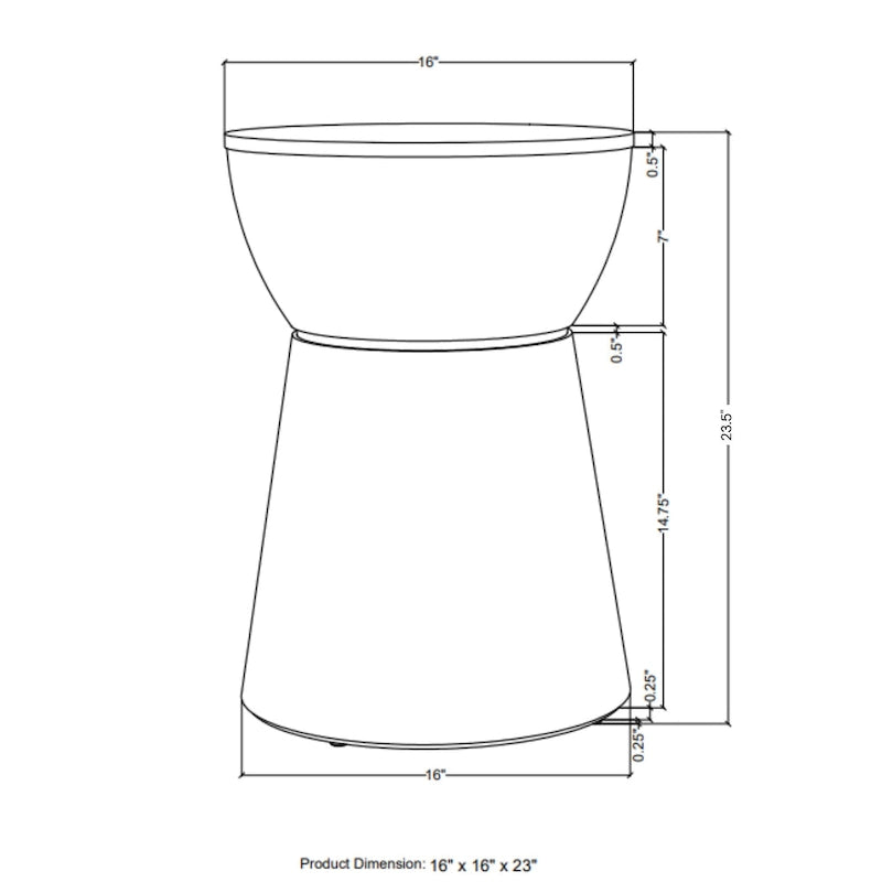 Sculpted Wood Drum Accent Table by