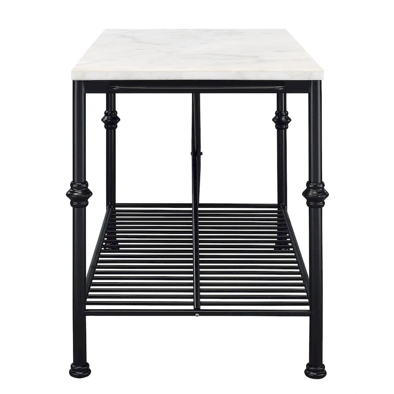 Avya Contemporary White and Gold 58-inch Wide Marble Top Kitchen Island by
