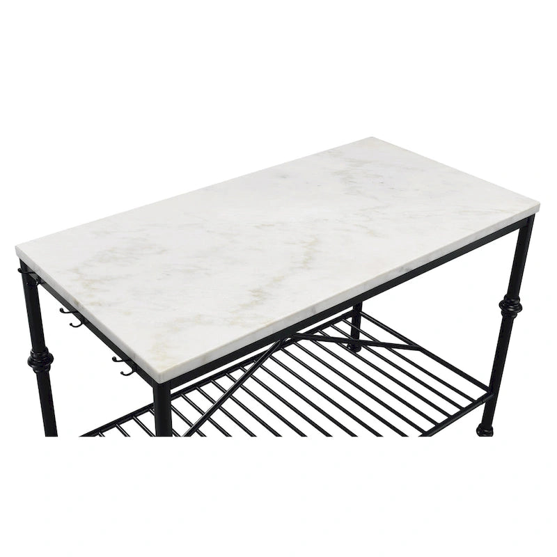 Avya Contemporary White and Gold 58-inch Wide Marble Top Kitchen Island by