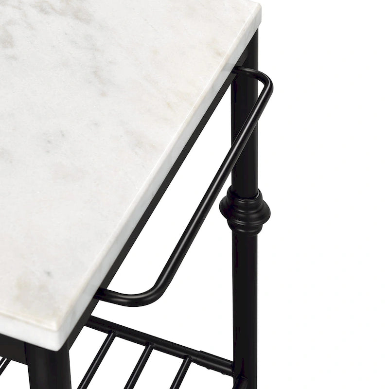 Avya Contemporary White and Gold 58-inch Wide Marble Top Kitchen Island by